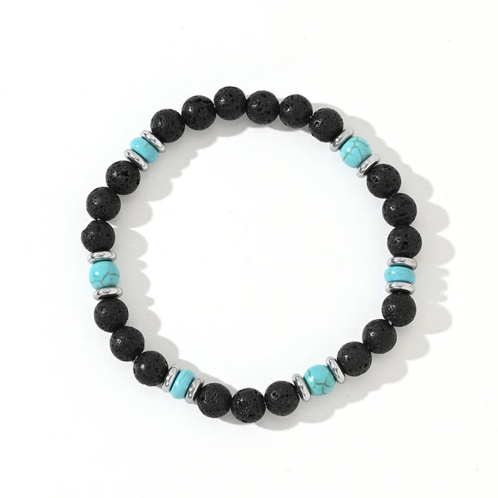 Olivenorma Natural Hematite Lava Stone Turquoise Beads Bracelet - Lava Stone & Turquoise - image 5