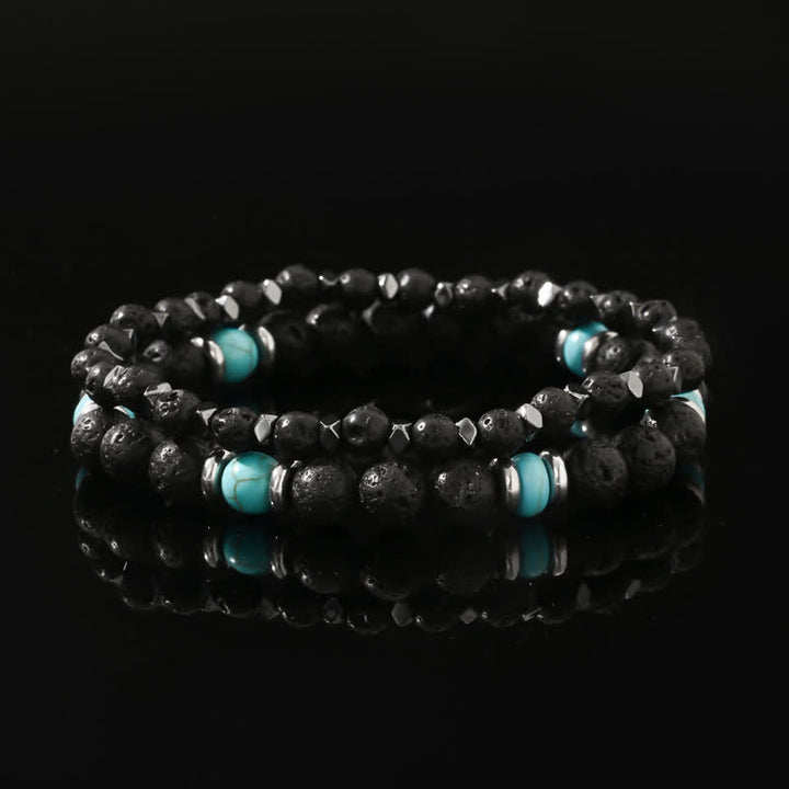Olivenorma Natural Hematite Lava Stone Turquoise Beads Bracelet - image 0