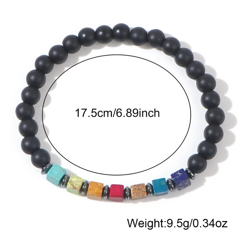 Olivenorma Small Square Chakra Black Onyx Beads Bracelet - image 4