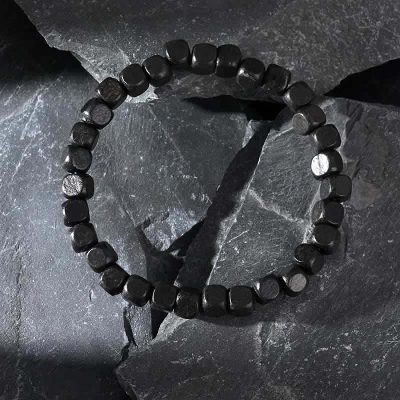 Olivenorma Black Wooden Cube Beads Men Bracelet - image 1
