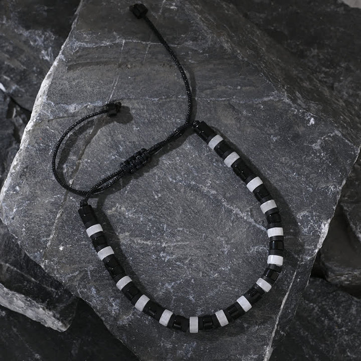 Olivenorma Roller Shape Clear Crystal Obsidian Beads Bracelet - image 2