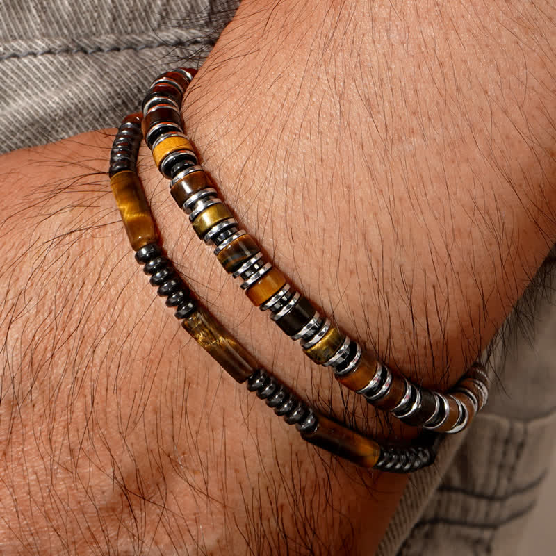Olivenorma Tiger Eye Sun Stone Rhodochrosite Beads Bracelet - image 2