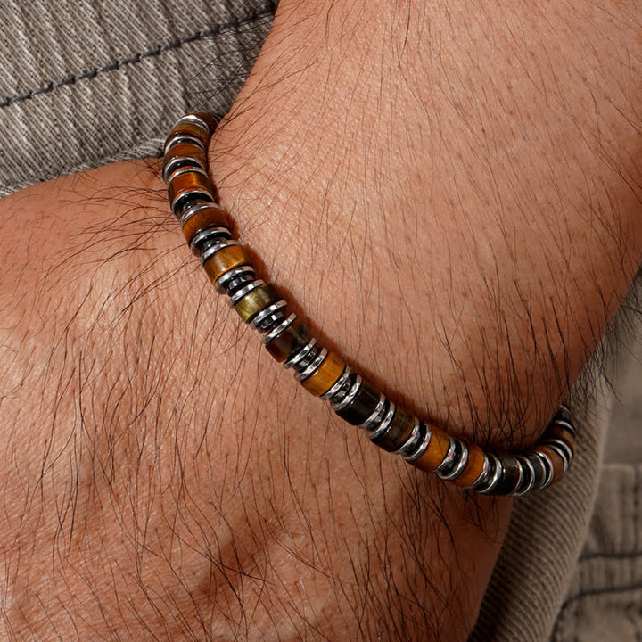 Olivenorma Tiger Eye Sun Stone Rhodochrosite Beads Bracelet - image 3