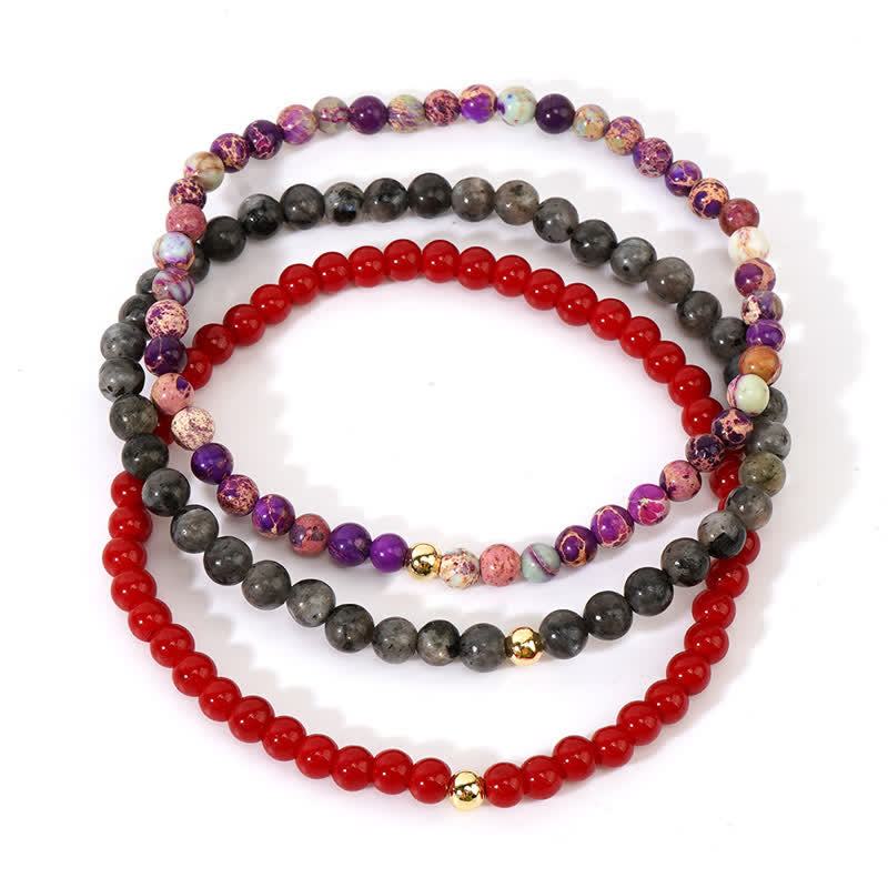 Olivenorma Labradorite Ruby Quartz 3psc Bracelet Set - image 4