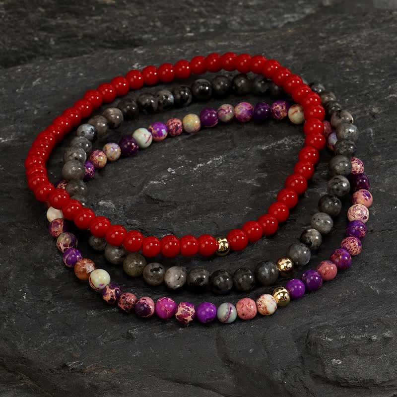 Olivenorma Labradorite Ruby Quartz 3psc Bracelet Set - image 2