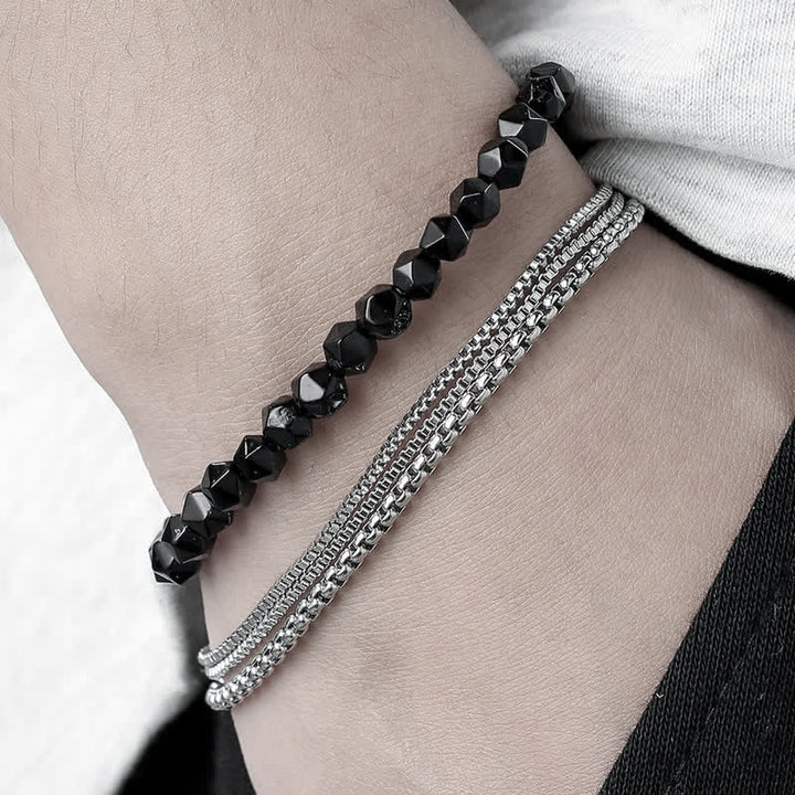 Olivenorma Obsidian Labradorite Beads Metal Accessories Bracelet Set - image 2