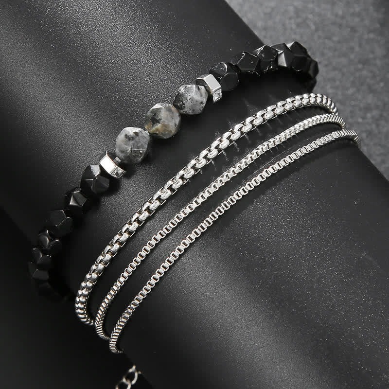 Olivenorma Obsidian Labradorite Beads Metal Accessories Bracelet Set - image 3
