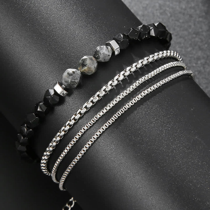 Olivenorma Obsidian Labradorite Beads Metal Accessories Bracelet Set - image 3