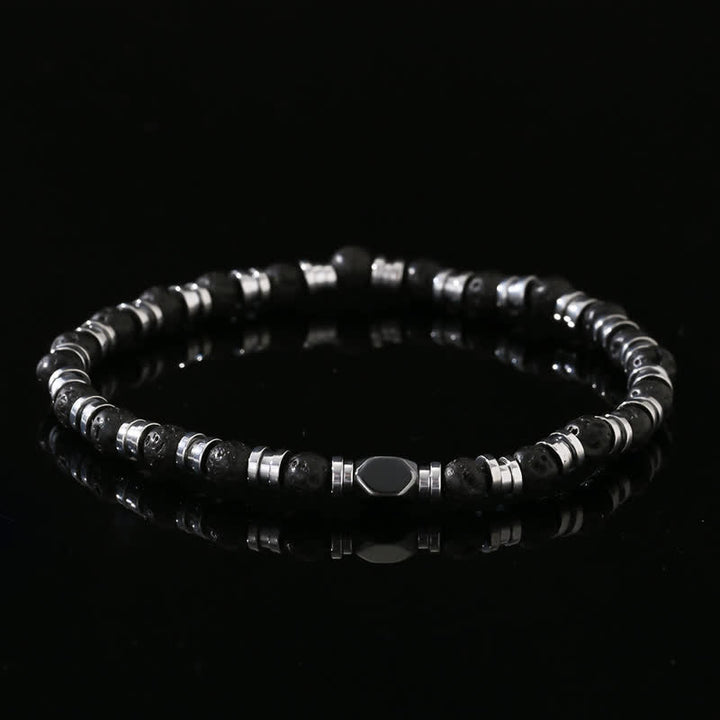 Olivenorma Natural Lava Stone Hematite Beads Bracelet - Lava Stone & Hematite - image 0