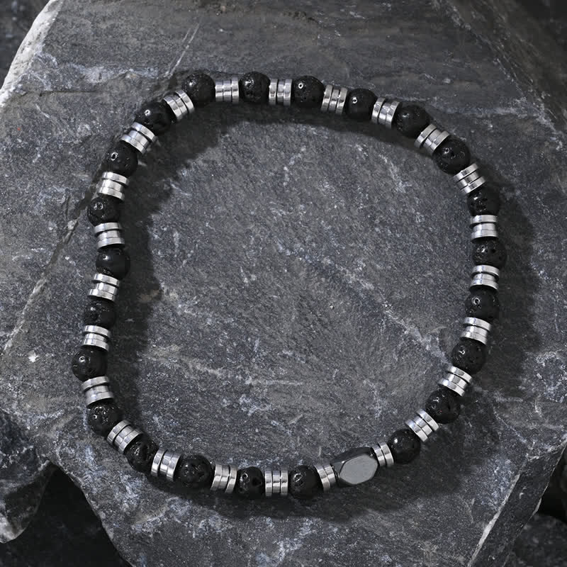 Olivenorma Natural Lava Stone Hematite Beads Bracelet - image 2