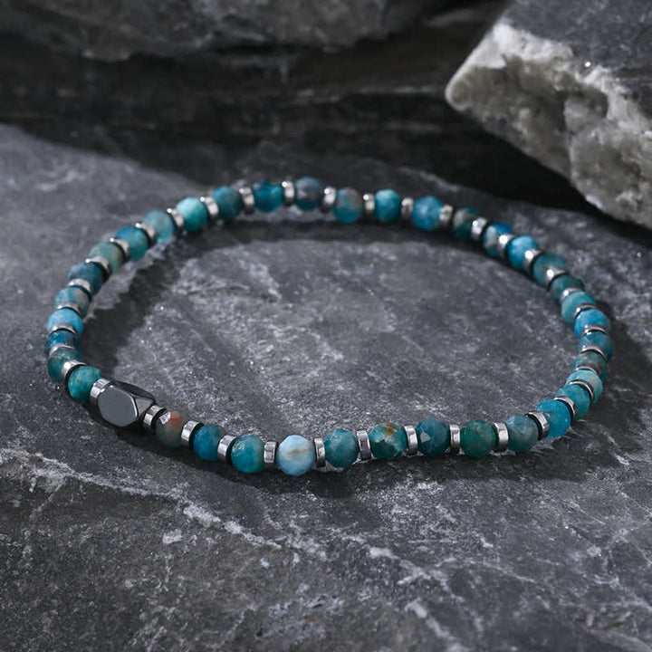 Olivenorma Natural Hematite Blue Apatite Beads Bracelet - image 1