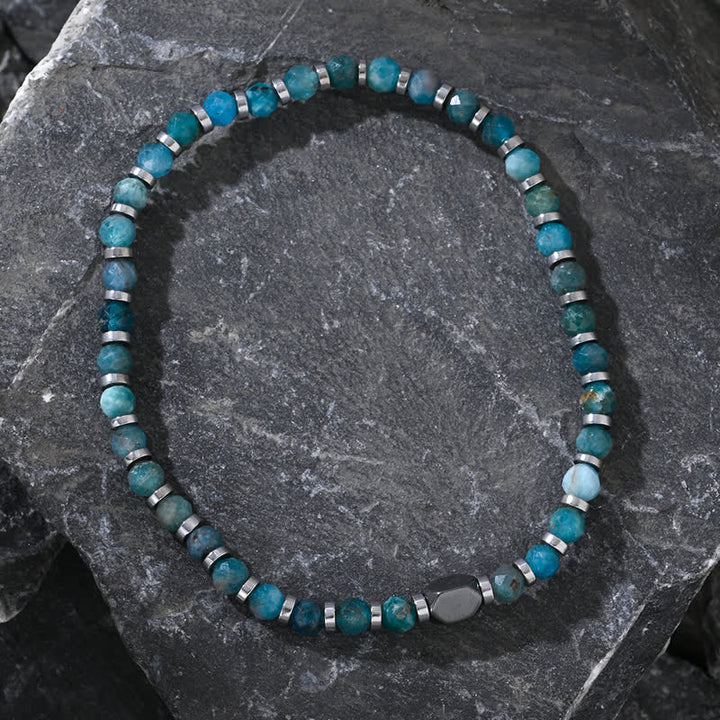 Olivenorma Natural Hematite Blue Apatite Beads Bracelet - image 2