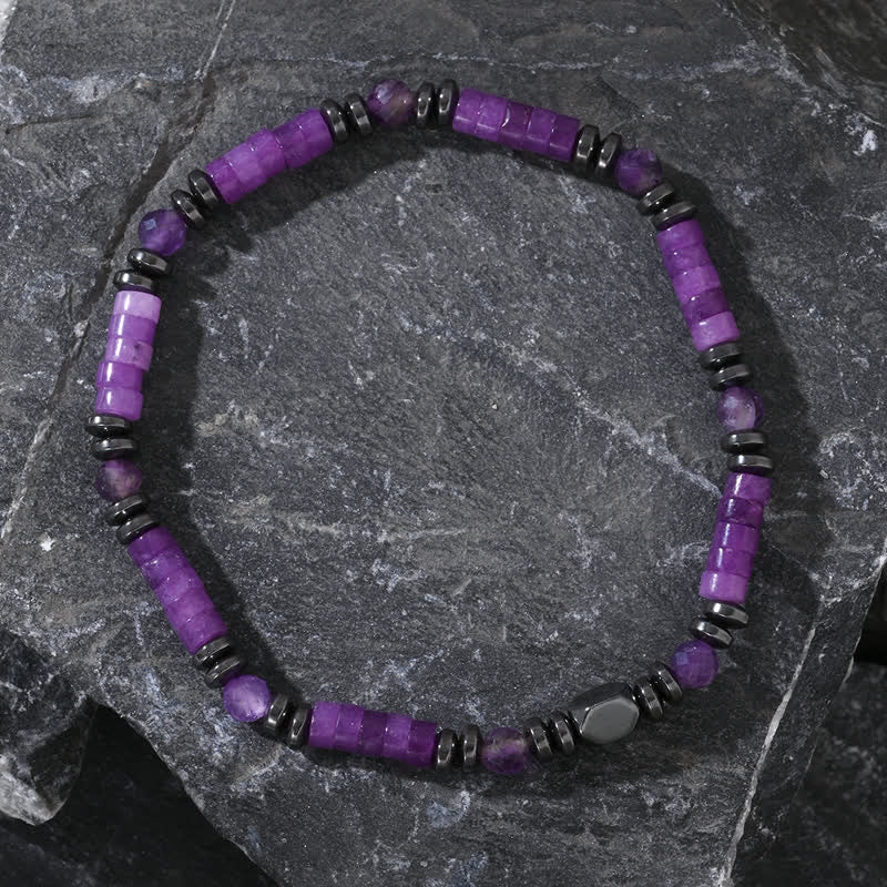 Olivenorma Natural Amethyst Hematite Beads Bracelet - image 2