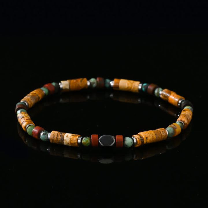 Olivenorma African Turquoise Picture Jasper Beads Bracelet - Natural Stone - image 0
