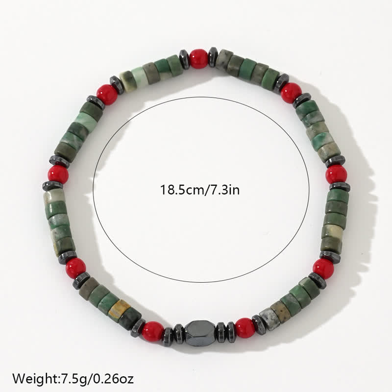 Olivenorma Green Aventurine Hematite Red Coral Beads Bracelet - image 4