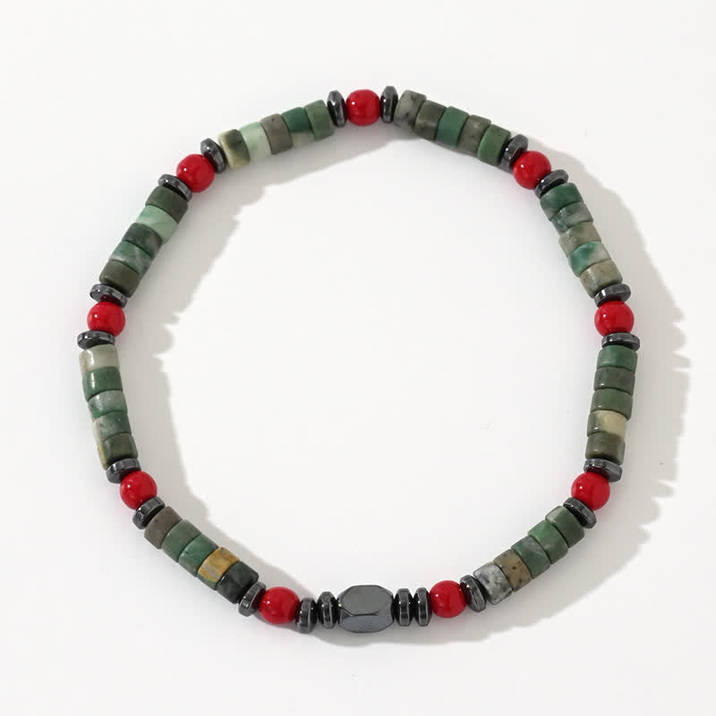 Olivenorma Green Aventurine Hematite Red Coral Beads Bracelet - image 3