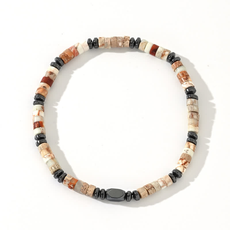 Olivenorma Natural Agalmatolite Hematite Beads Bracelet - image 3