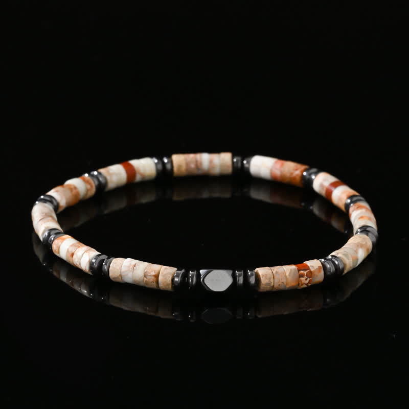Olivenorma Natural Agalmatolite Hematite Beads Bracelet - Agalmatolite & Hematite - image 0