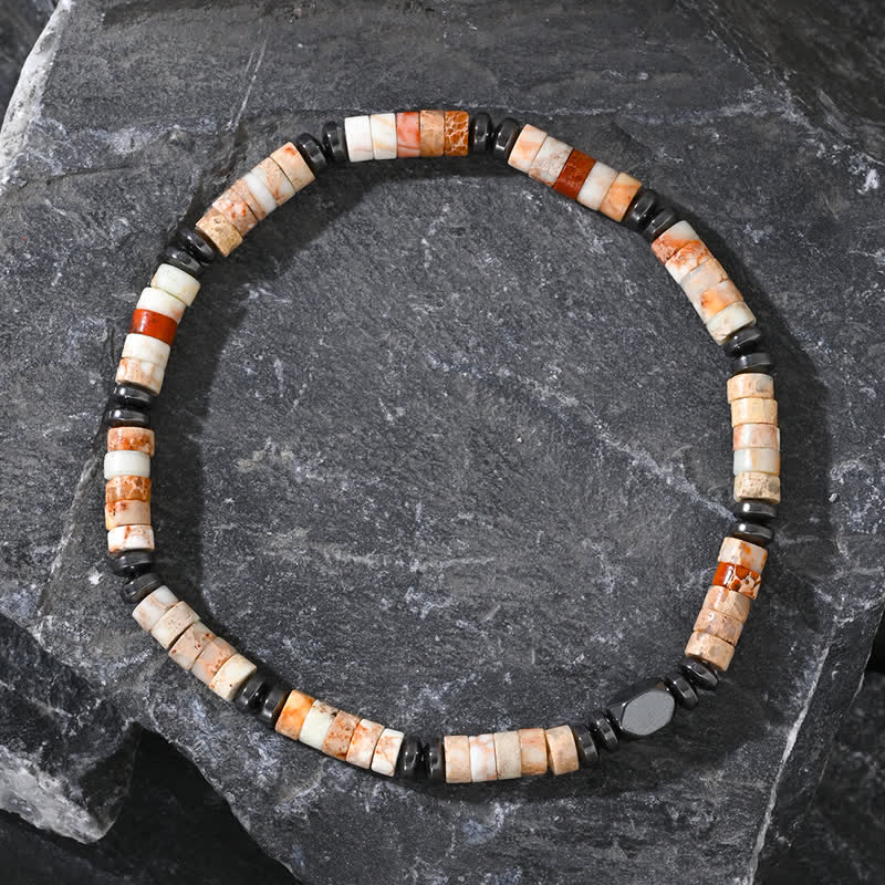 Olivenorma Natural Agalmatolite Hematite Beads Bracelet - image 2