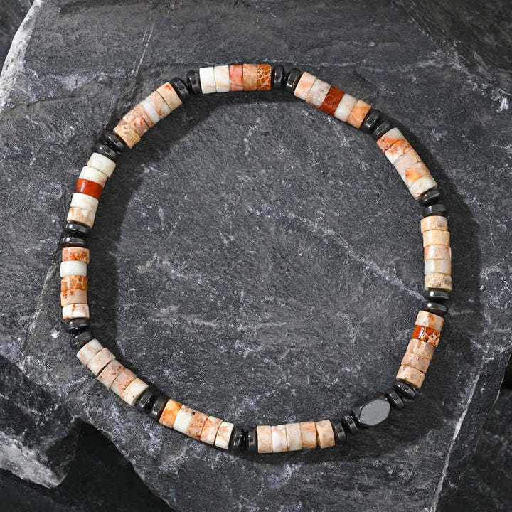 Olivenorma Natural Agalmatolite Hematite Beads Bracelet - image 2