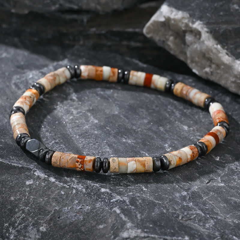 Olivenorma Natural Agalmatolite Hematite Beads Bracelet - image 1