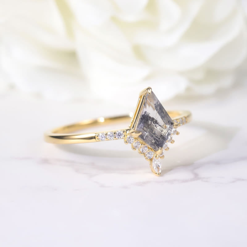 FREE Today: "Purification Stone" Salt and Pepper Kite Herkimer Diamond Engagement Ring - image 12