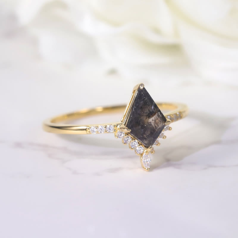 FREE Today: "Purification Stone" Salt and Pepper Kite Herkimer Diamond Engagement Ring - image 13