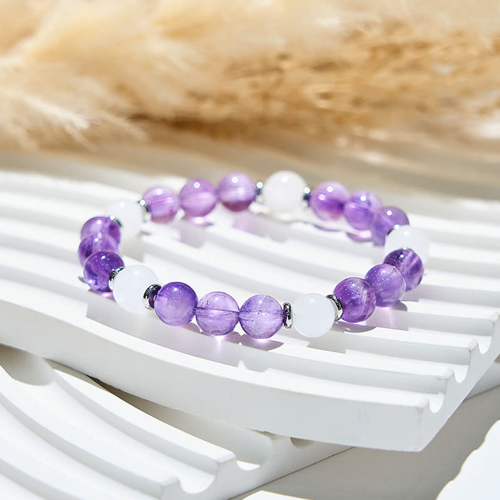 Olivenorma Natural Amethyst White Jade Healing Bracelet - image 3