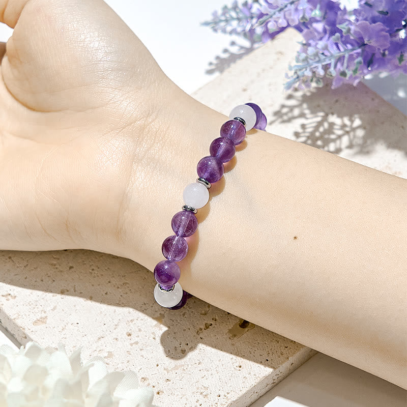 Olivenorma Natural Amethyst White Jade Healing Bracelet - image 1
