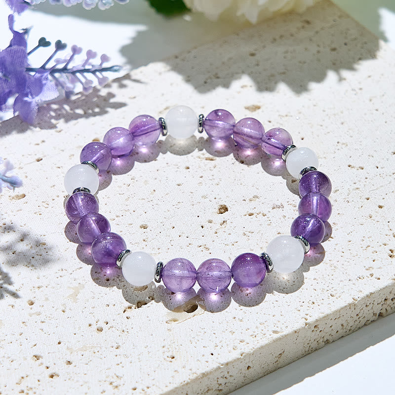 Olivenorma Natural Amethyst White Jade Healing Bracelet - Amethyst&White Jade - image 0