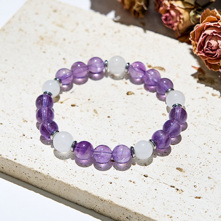 Olivenorma Natural Amethyst White Jade Healing Bracelet - image 2