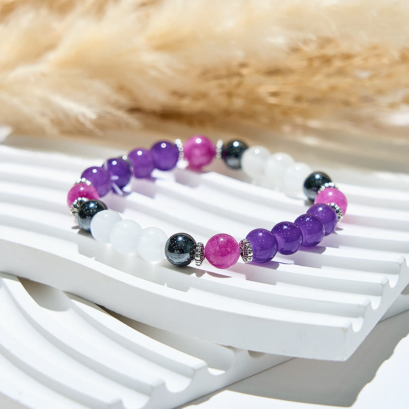 Olivenorma Massive Beads Amethyst Yoga Stretch Elastic Bracelet - image 3