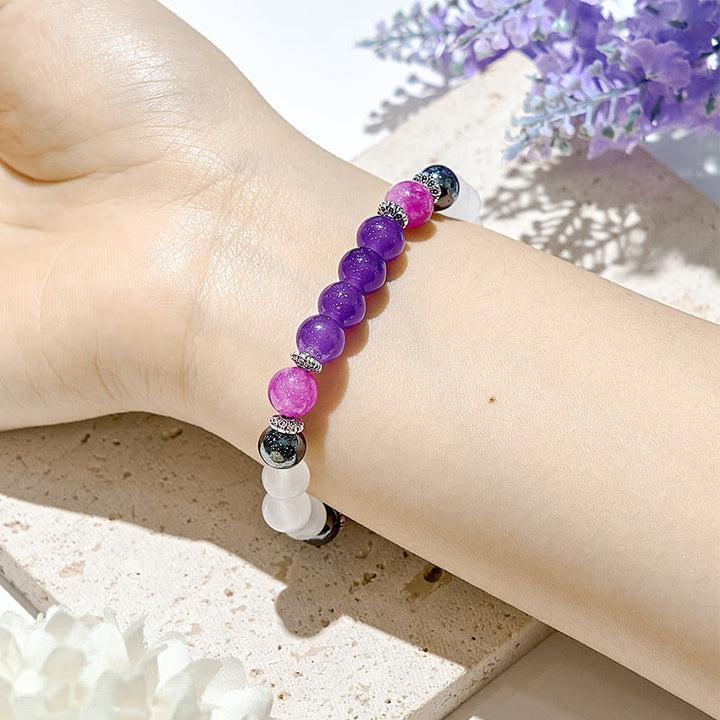 Olivenorma Massive Beads Amethyst Yoga Stretch Elastic Bracelet - image 1