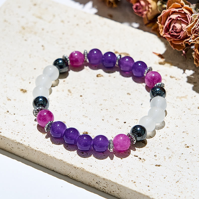 Olivenorma Massive Beads Amethyst Yoga Stretch Elastic Bracelet - image 2