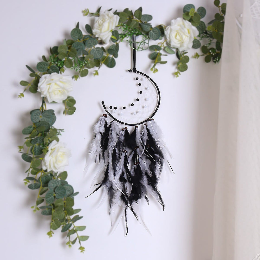 Olivenorma Amethyst Obsidian Moon Feather Dream Catcher - Obsidian&Pearl - image 10
