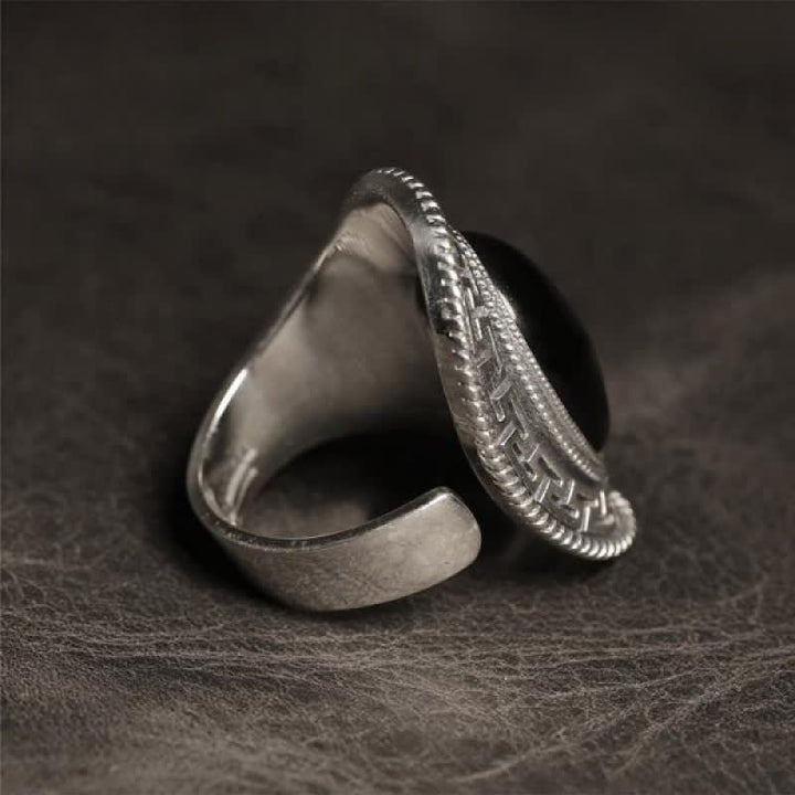 Olivenorma Natural Black Onyx Silver Men Ring - image 3