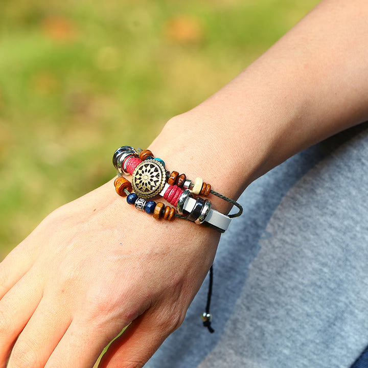 Olivenorma 3-Layer Hematite Leather Multi-layer Beaded Bracelet - image 7