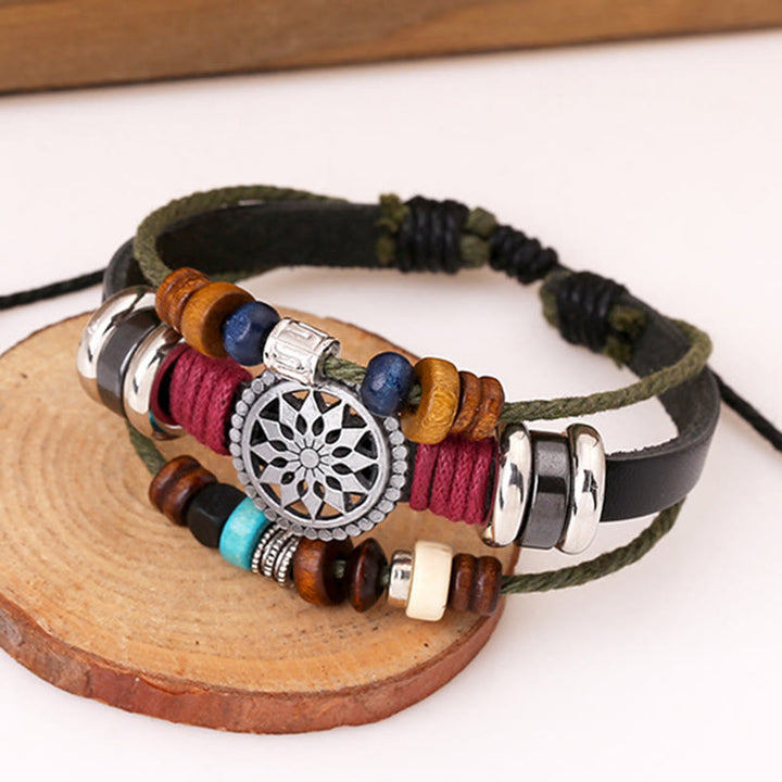 Olivenorma 3-Layer Hematite Leather Multi-layer Beaded Bracelet - image 4