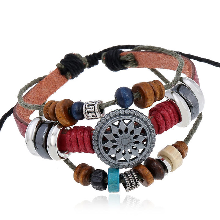 Olivenorma 3-Layer Hematite Leather Multi-layer Beaded Bracelet - image 11