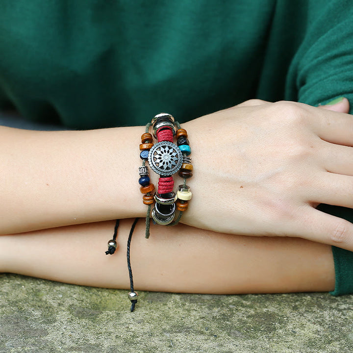Olivenorma 3-Layer Hematite Leather Multi-layer Beaded Bracelet - image 2