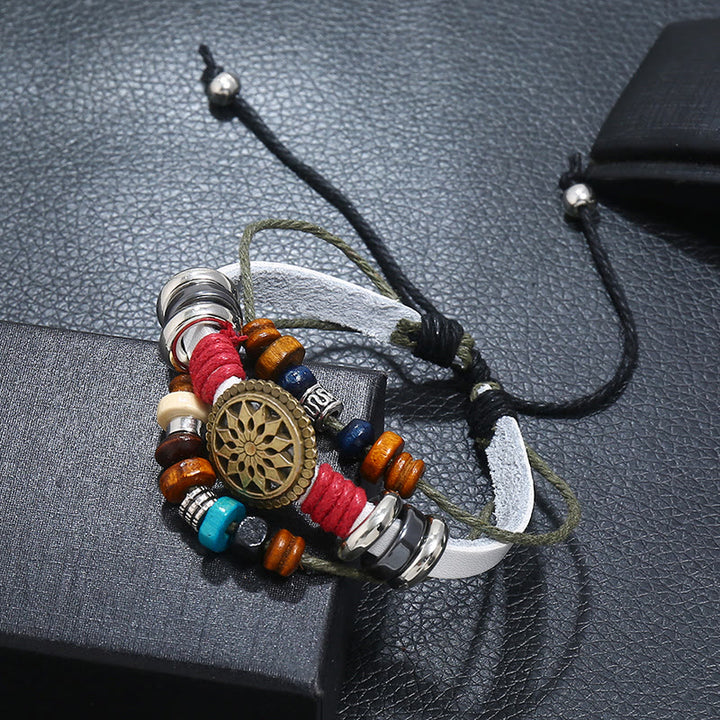 Olivenorma 3-Layer Hematite Leather Multi-layer Beaded Bracelet - White - image 6