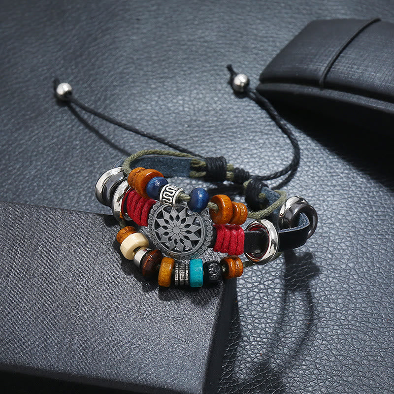 Olivenorma 3-Layer Hematite Leather Multi-layer Beaded Bracelet - image 1