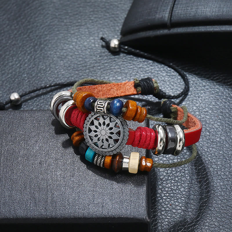 Olivenorma 3-Layer Hematite Leather Multi-layer Beaded Bracelet - Red - image 9