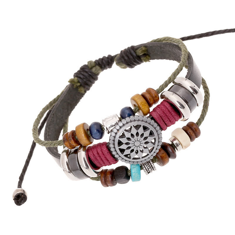 Olivenorma 3-Layer Hematite Leather Multi-layer Beaded Bracelet - image 5