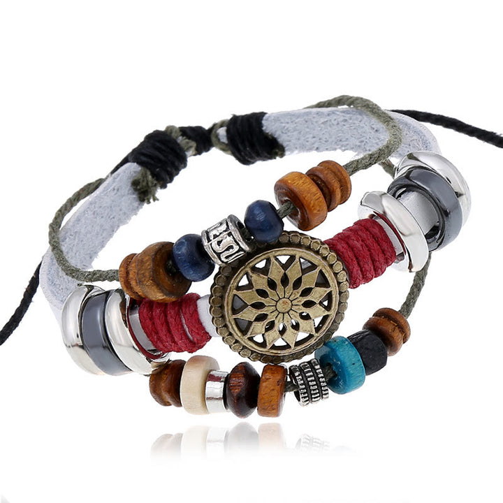 Olivenorma 3-Layer Hematite Leather Multi-layer Beaded Bracelet - image 8