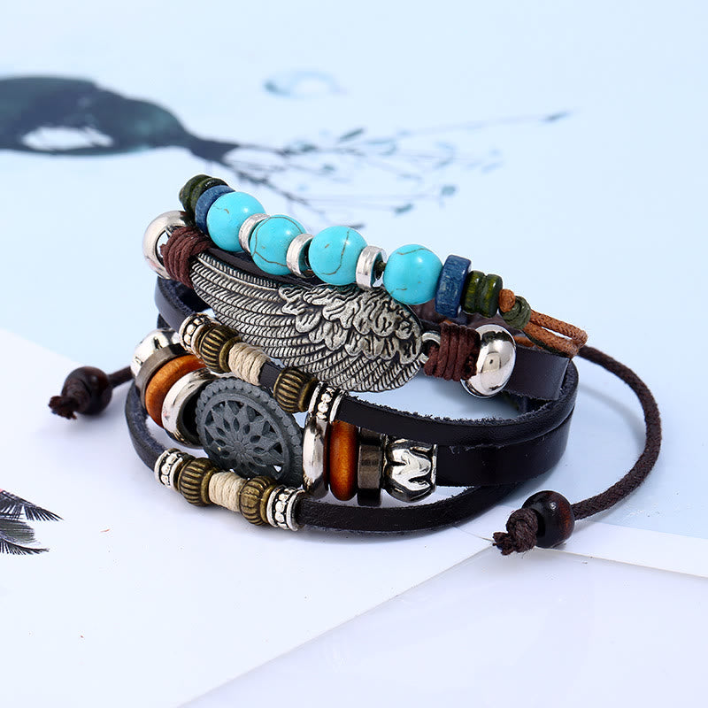 Olivenorma Punk Gemstone Multi-layer Wristbands Bracelet Set - image 1