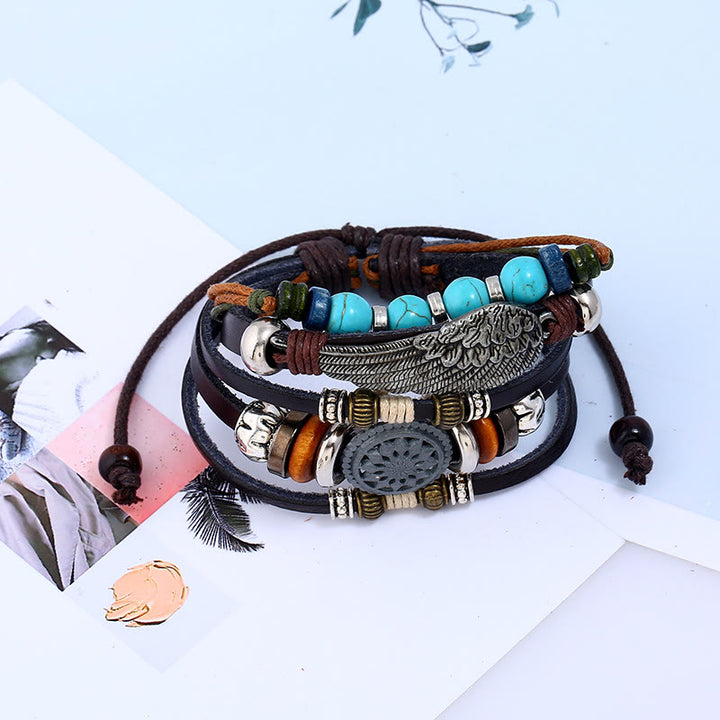 Olivenorma Punk Gemstone Multi-layer Wristbands Bracelet Set - image 2