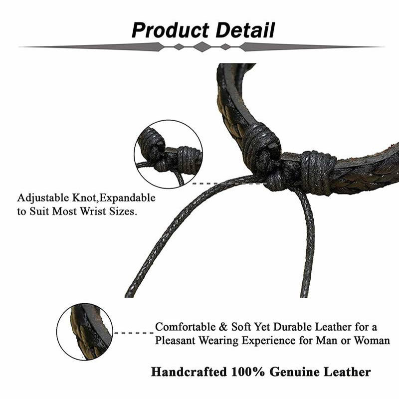 Olivenorma Multi-layer Boho Hamsa Braided Leather Bracelet - image 4