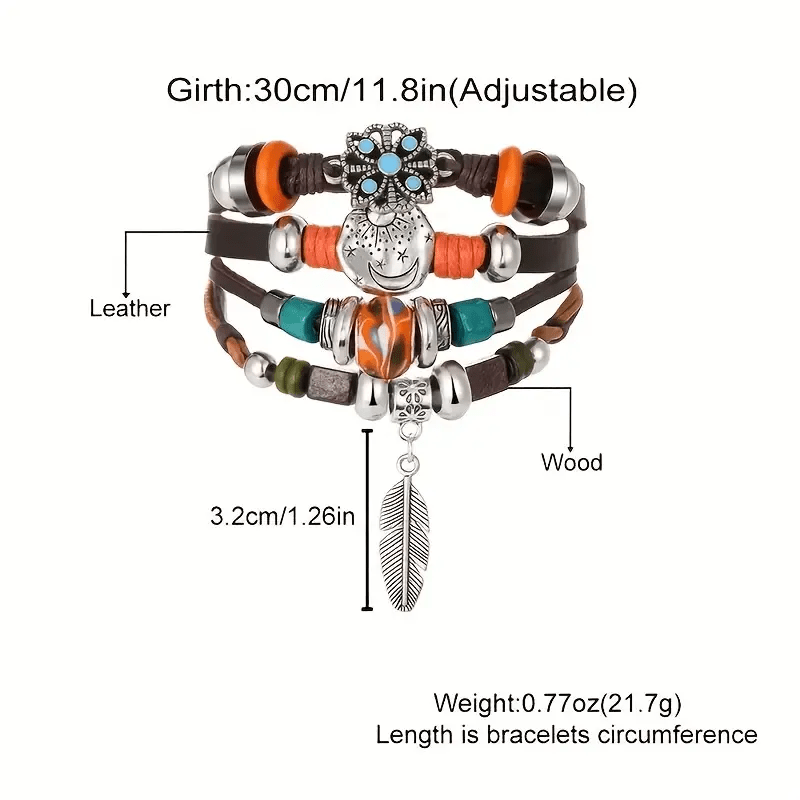 Olivenorma Feather Charms Bohemian Adjustable Leather Bracelet - image 5