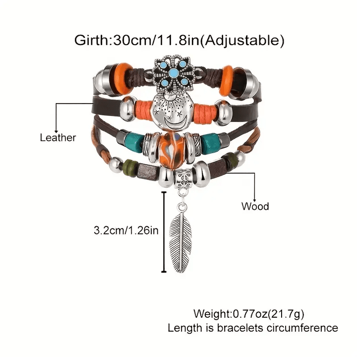 Olivenorma Feather Charms Bohemian Adjustable Leather Bracelet - image 5